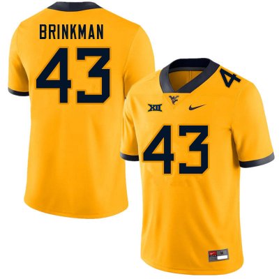 Men's West Virginia Mountaineers NCAA #43 Austin Brinkman Gold Authentic Nike Stitched College Football Jersey CP15U54JC